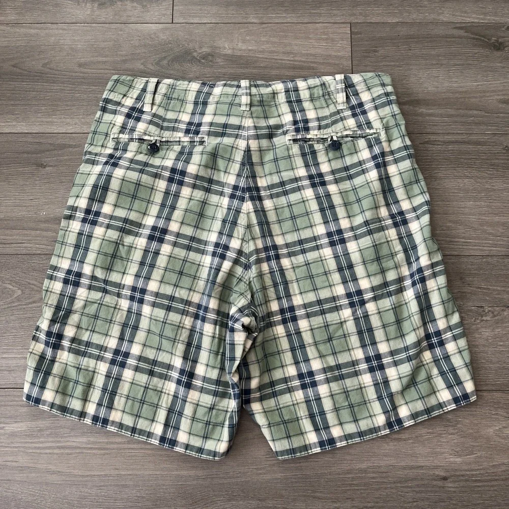 Polo Jeans Company Mens Sz 34 Plaid Shorts Green Blue Cream